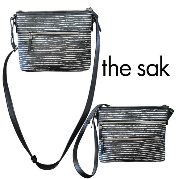 The Sak Crossbody Black And White Striped Purse EUC - Picture 1 of 5
